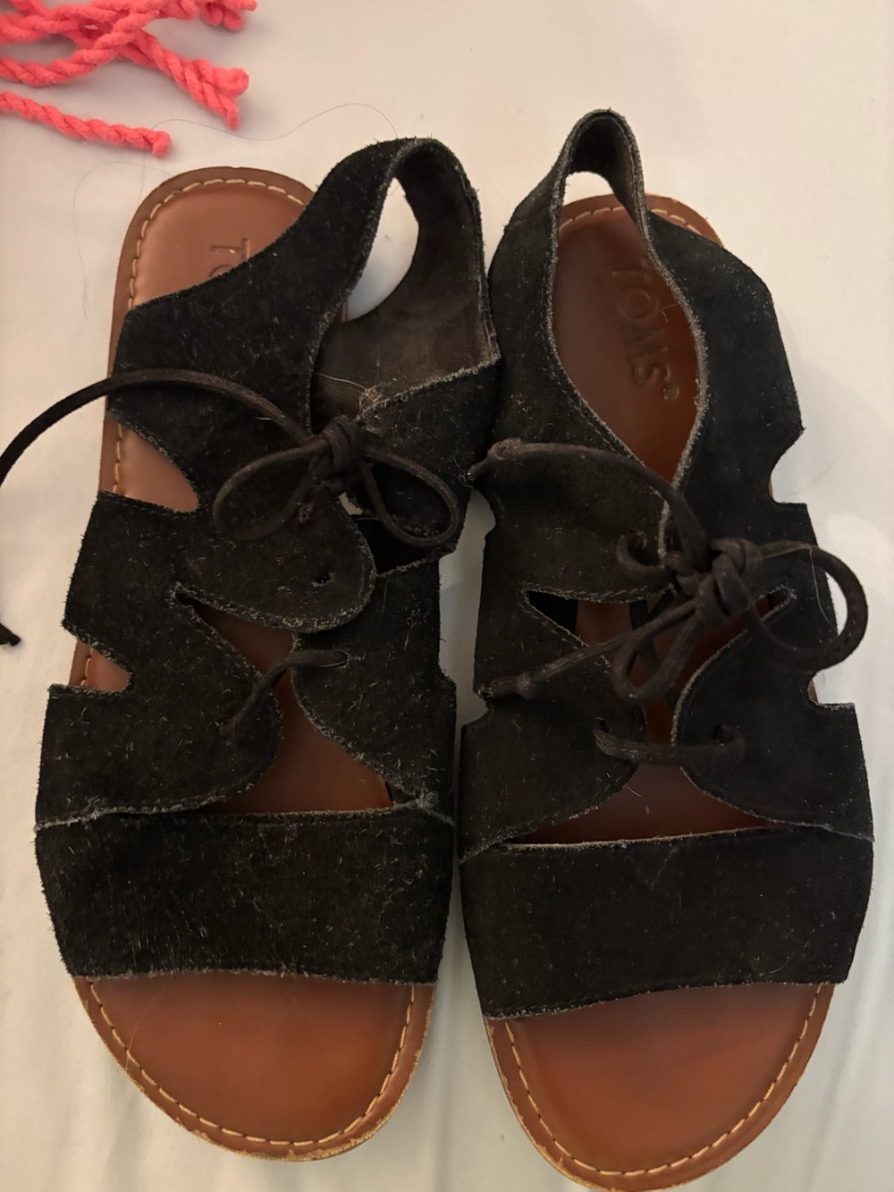 Tom's Women's Calipso Suede Gladiator Strappy Black Sandals Size 8